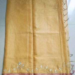 Yellow Color Threaded Border Saree