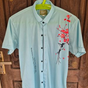 Shirt With Blue Florals For Men