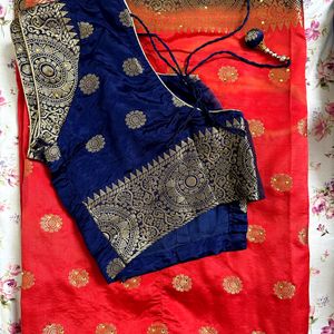 Red And Blue Saree