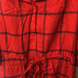 Nuon Westside Red Flannel Buttoned Dress