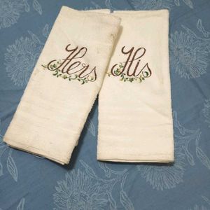 2 White Towel Set - His & Hers