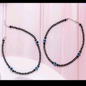 925 Pure Silver 3 Evil Eye Beads Anklet (1 Piece)