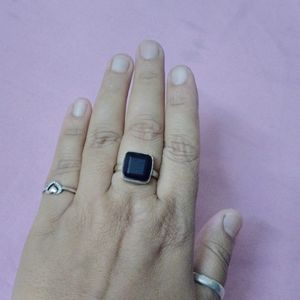Steel Ring With Natural Blue 🔵sapphire Gem