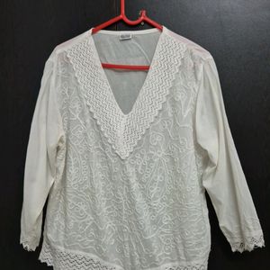 White Embroidered Kurti