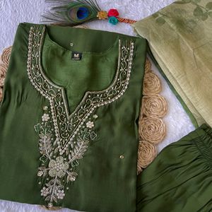 Premium Roman Silk Suit Set For Women