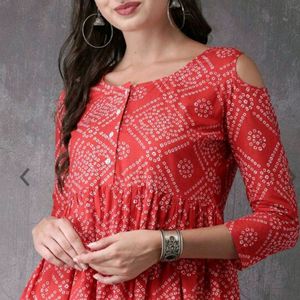 Anouk Red Bandhani A-line Kurti