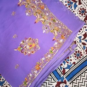 Heavy Hand Work Saree With Blouse