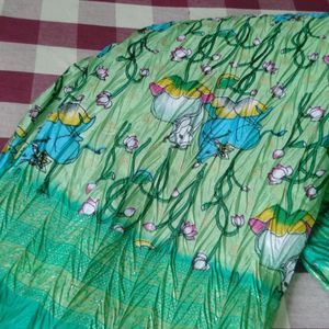 New Green Crush Pichwai Print Saree