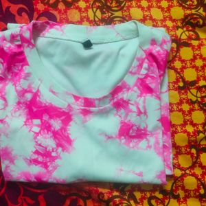 Tie Dye Pink White Casual Tshirt