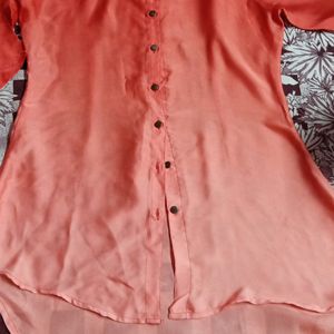 Satin Beautiful Shirt For Girls## Ornage Colour### Very Good Condotion