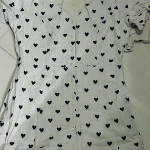 ONLY brand White Dress With Black Hearts