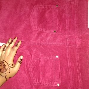 Beautiful Velvet Jeans With Hot Pink Colour