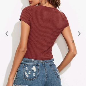 Urbanic Maroon Ribbed Crop Top❣️❣️❣️❤️❤️❤️