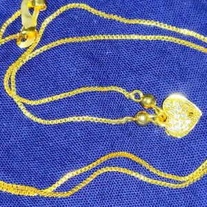 Heart Shape Pendant Golden Chain