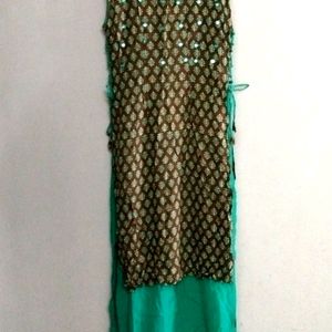 📢 Sale 📢 Sale 📢 Sale 📢 Beautiful Sleeveless Designer Green And Brown Full Kurti