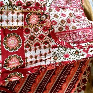 Red Printed Kurta And Pant set