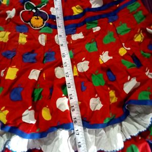 Floral Red Skirt For Girls