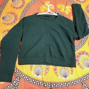 Green Solid Sweatshirt