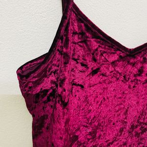 V Neck Velvet Cami Top For Women