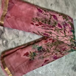 Pink Lenin Saree