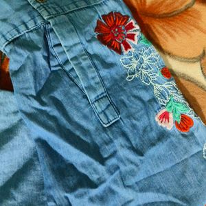 Beautiful Embroidery Denim Top..