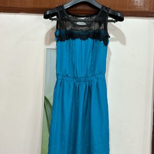 Satin Dress With Lace Detail