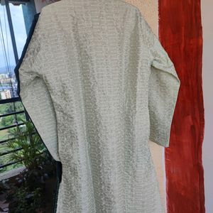 Pista Green Chikankari Kurta For Men