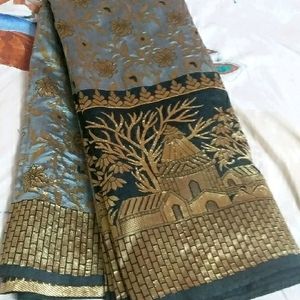 Gorgeous Black Grey Combination Saree