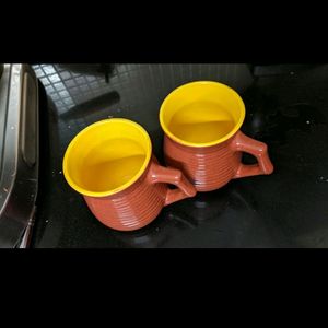 Set of 2 Hand Painted Ceramic Milk/Coffee Mugs