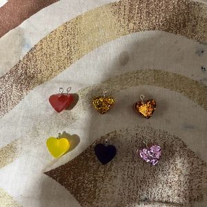 3d Heart Charms Pack Of 6