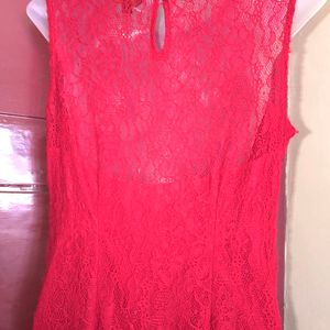 Zink London Womens Red Lace Maxi Dress