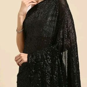 Sequins Black Saree