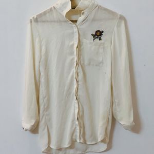 White Shirt With Embroidery Work