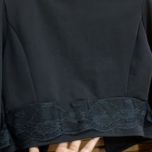 Puffed Sleeve Bolero Jacket With Lace Detail