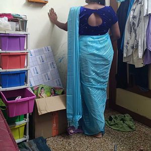 Saree with work blouse unstitched