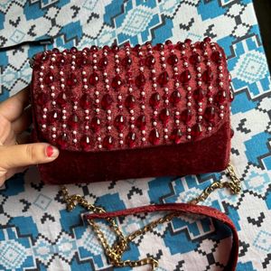 Velvet Party Wear Sling Bag