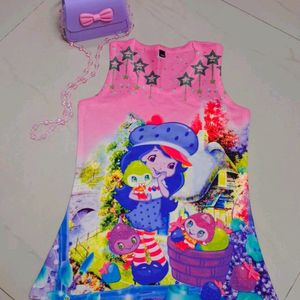 Girls 3D Printed Middi Dress