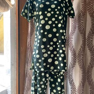 Dark Green Polka Dotted  Co Ord Set