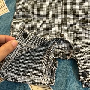 Romper- Blue Shirt And Checked Shorts