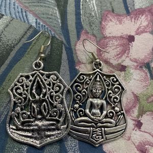 oxidised buddha earrings