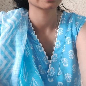 Sky Blue Kurta Set With Dupatta