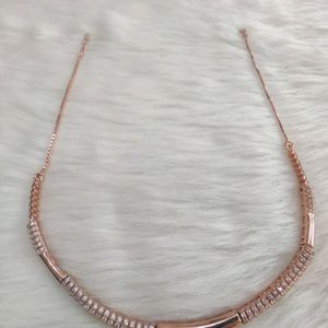 92.5 Sterling Silver Rose Gold Choker WTh Hallmark