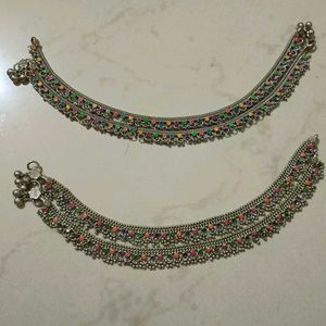 Pack Of 2 Silver Anklets