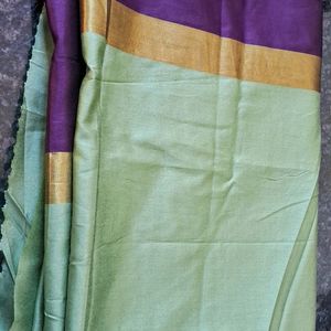 New Poly Silk Saree With Gold-Purple Colour Border