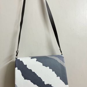 Grey And White Contrast Sling Bag