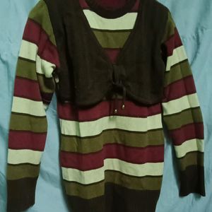 Beautiful Women's Woolen Middy Dress Multicolour