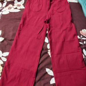 Stretchable Denim Red Flared Jagge Jeans.