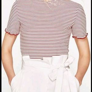 Pinteresty Zara Red White Striped Crop Top