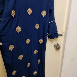 Party wear Blue Kurta With Golden Worked Butis