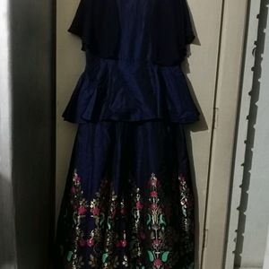 Navy Blue Gown Flared